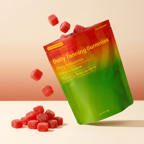 Gummies pouring from pouch